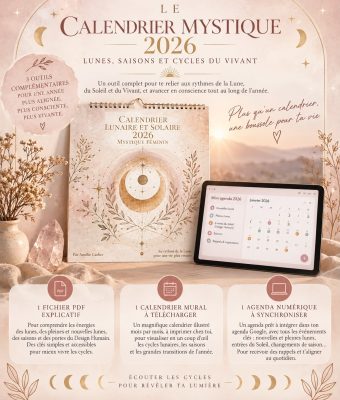 Calendrier Mystique 2026 – calendrier lunaire, saisons, cycles du vivant et Design Humain